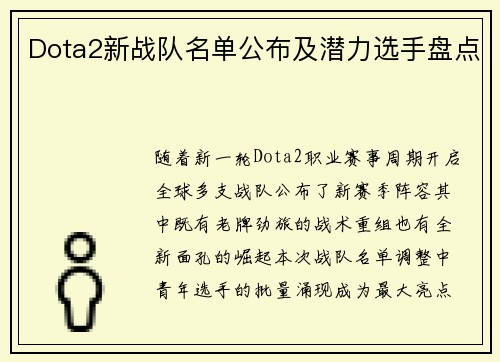 Dota2新战队名单公布及潜力选手盘点